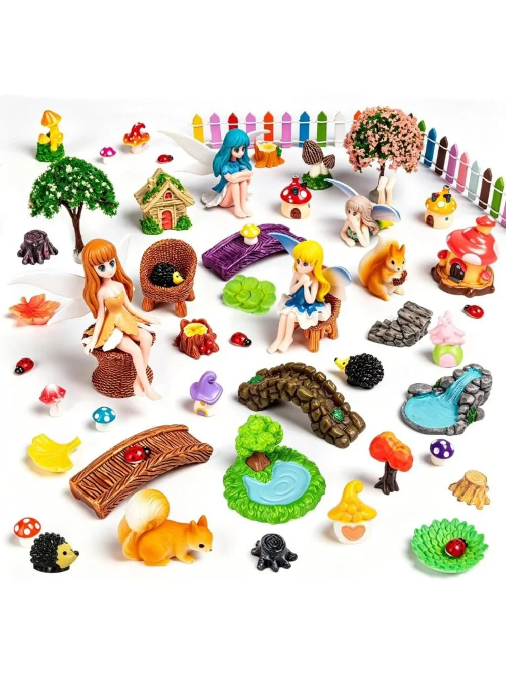 52 Pcs Mini Fairy Garden Accessories Set - Outdoor Decor, Fairies & Garden Kit